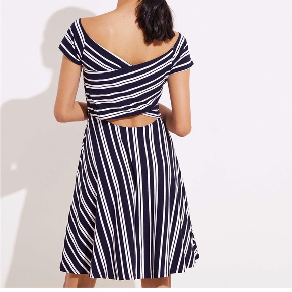 LOFT Dresses & Skirts - Loft striped wrap back flare dress